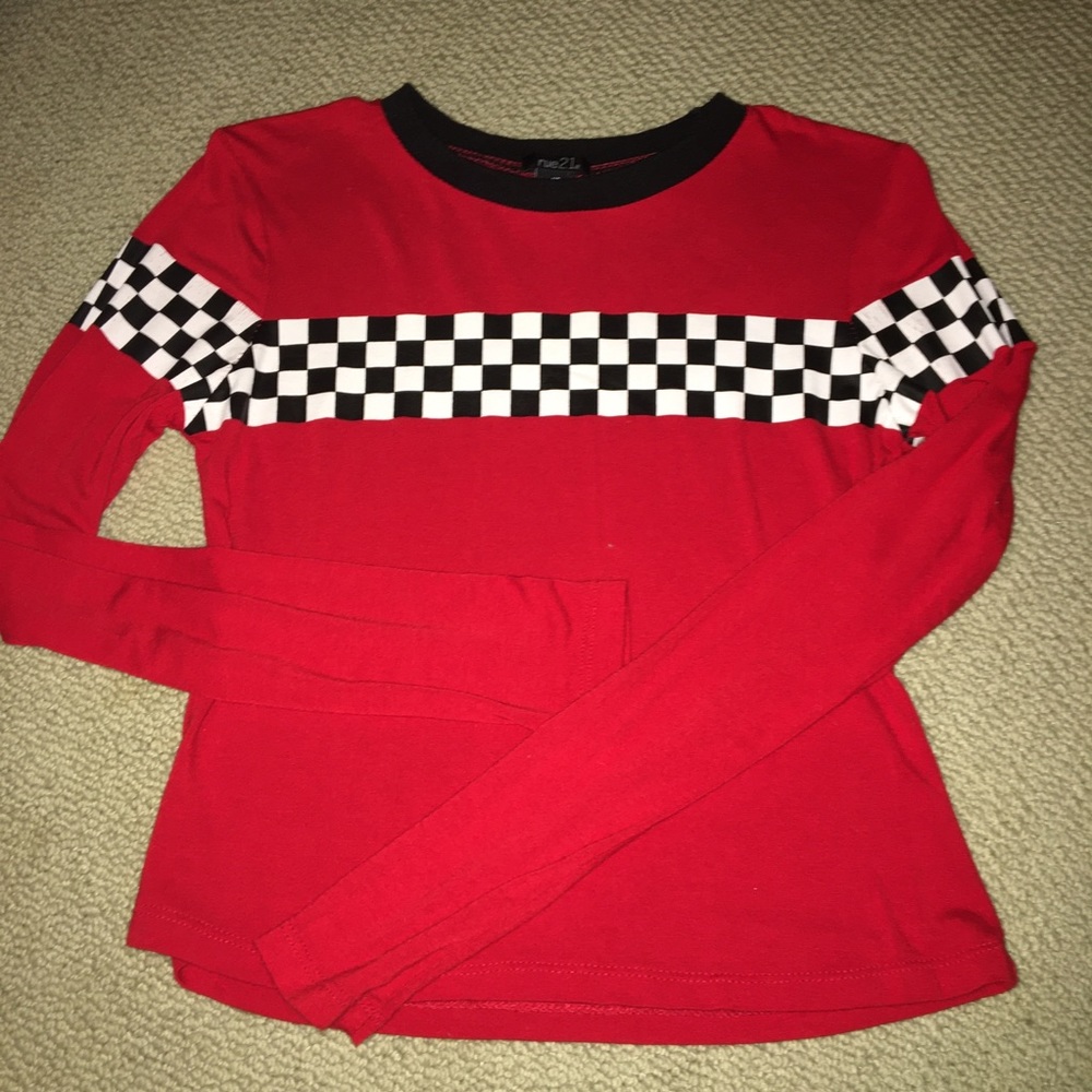 Rue 21 long sleeve checkered cropped top